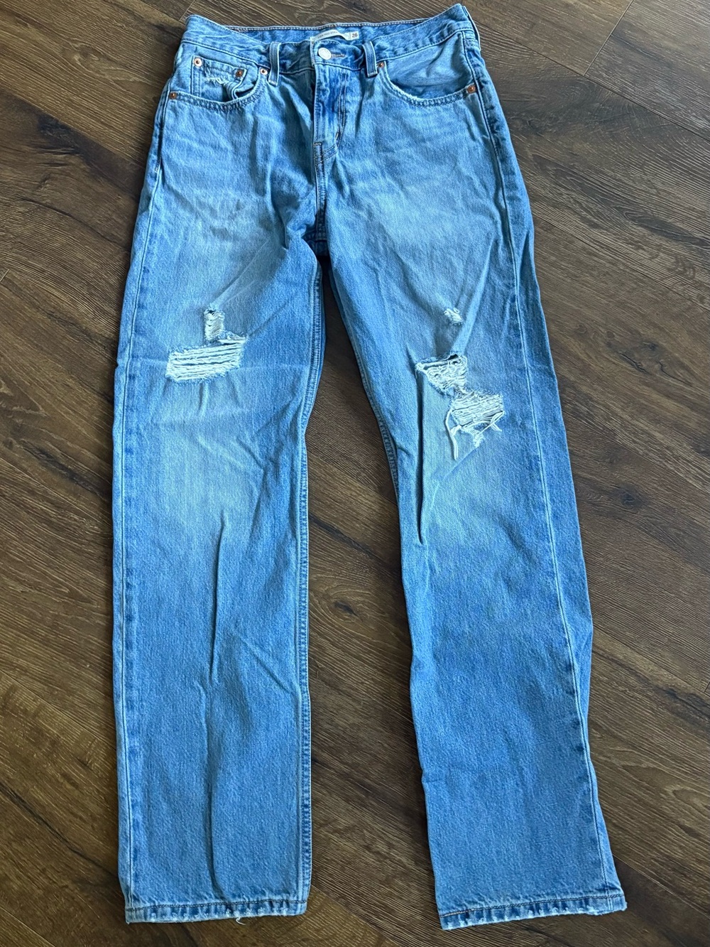 Levi’s Low Pro Straight, Light Blue Distressed Women’s Jeans